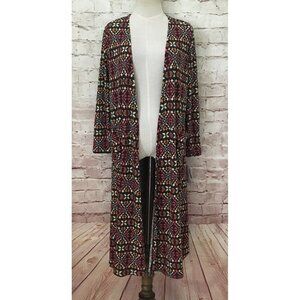 LuLaRoe Womens SARAH Long Duster Cardigan Size Small Geometric Ribbed Knit NEW